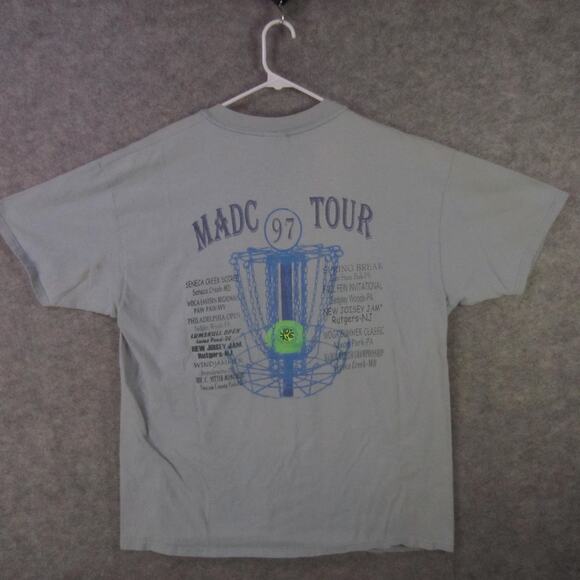 Vintage MADisC Disc Golf Shirt Mens XL Gray 1997 MADC Tour Hanes Beefy-T 90s - Picture 8 of 11